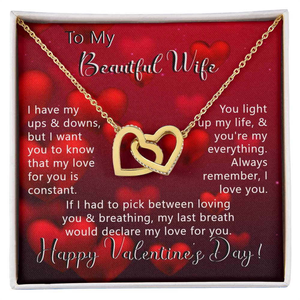 To My Beautiful Wife - Declare my love for you - Interlocking Hearts Necklace