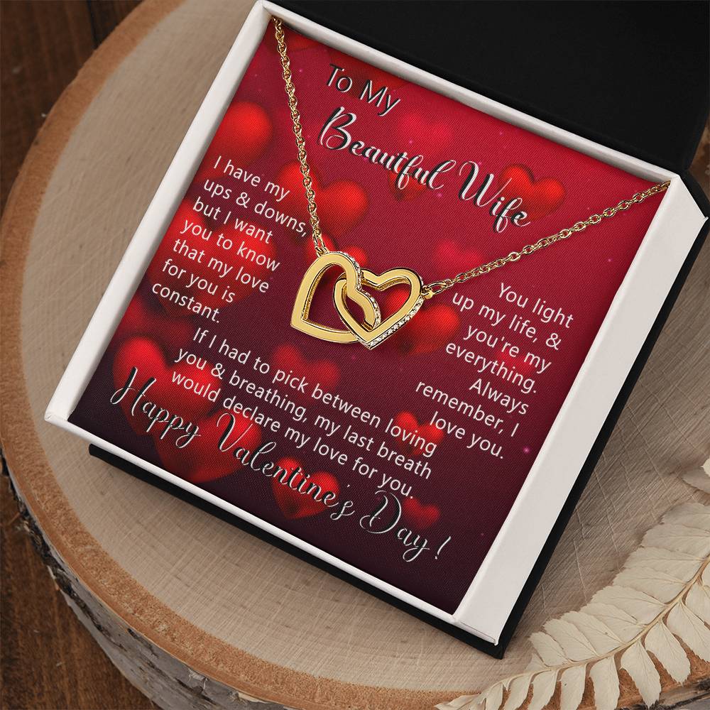 To My Beautiful Wife - Declare my love for you - Interlocking Hearts Necklace