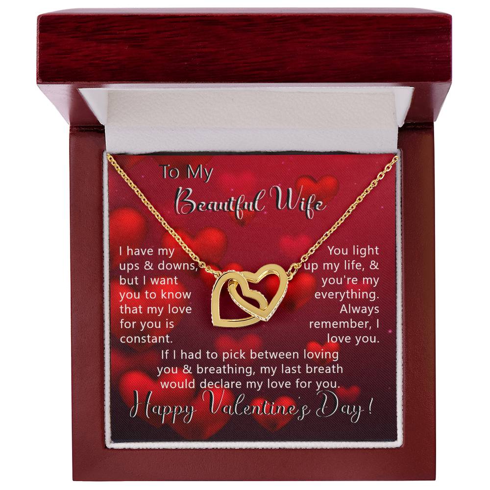 To My Beautiful Wife - Declare my love for you - Interlocking Hearts Necklace