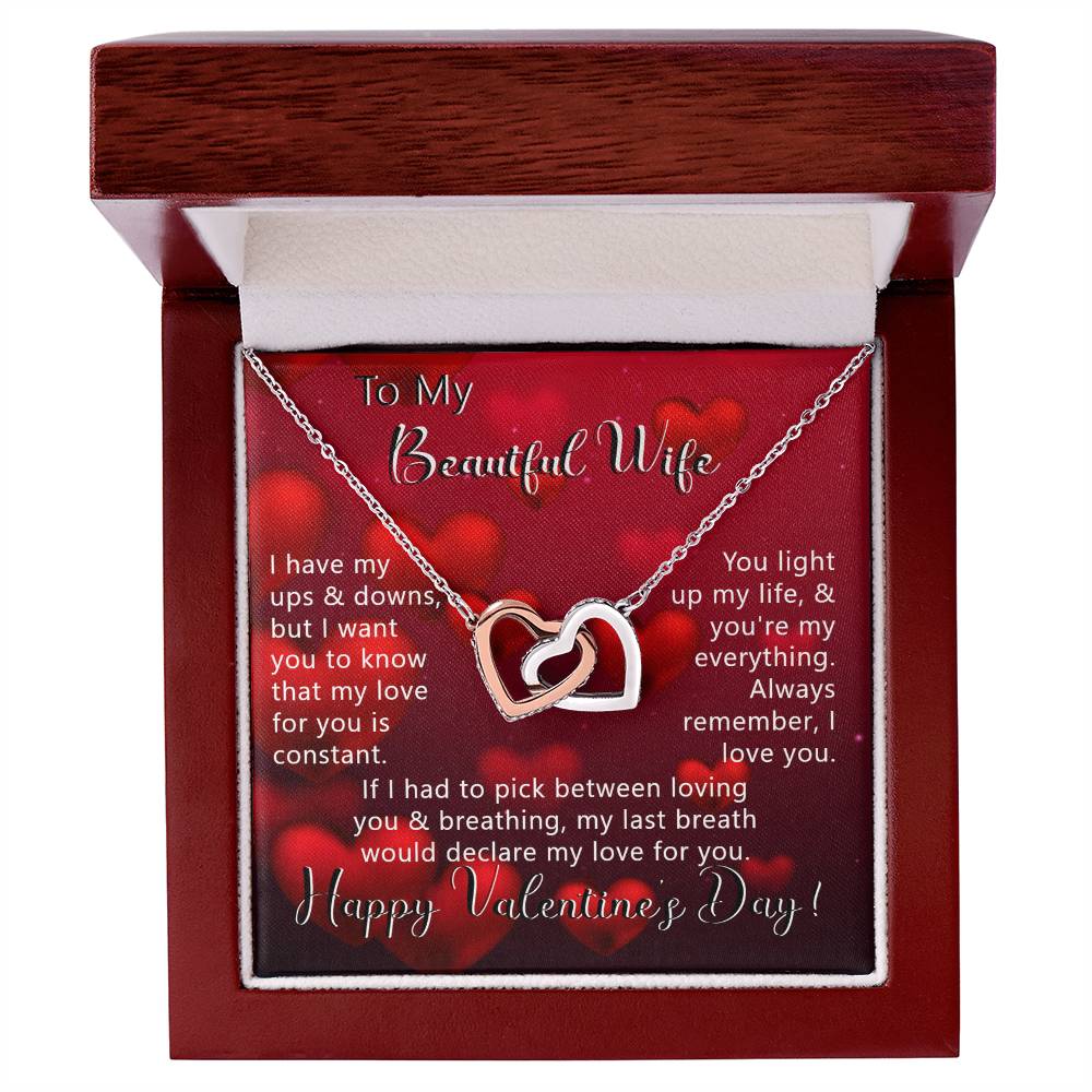 To My Beautiful Wife - Declare my love for you - Interlocking Hearts Necklace