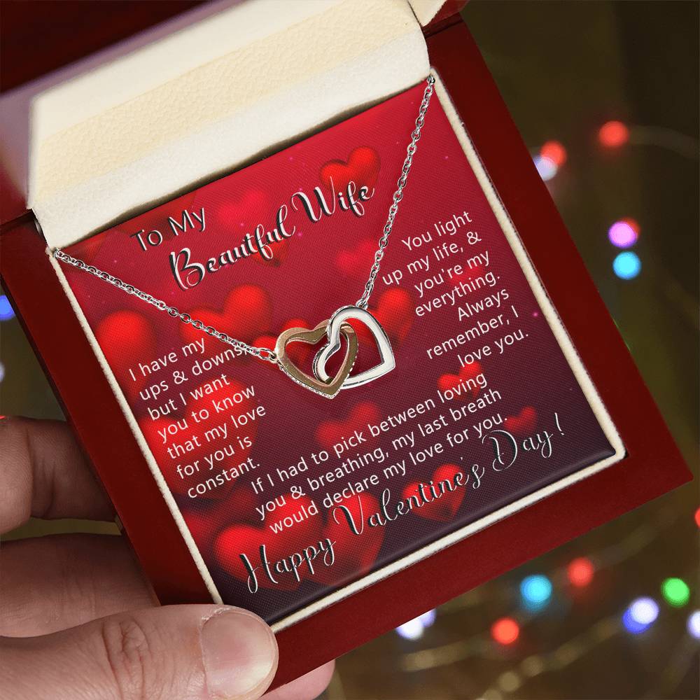 To My Beautiful Wife - Declare my love for you - Interlocking Hearts Necklace